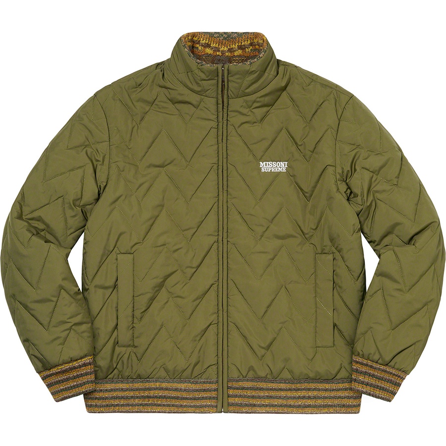 Details on Supreme Missoni Reversible Knit Jacket Olive from fall winter
                                                    2021 (Price is $498)