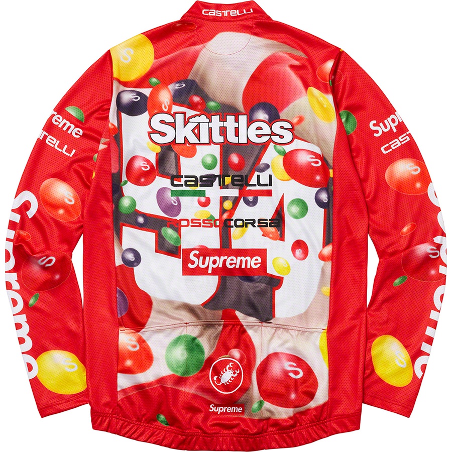 Details on Supreme Skittles <wbr>Castelli L S Cycling Jersey Red from fall winter
                                                    2021 (Price is $198)