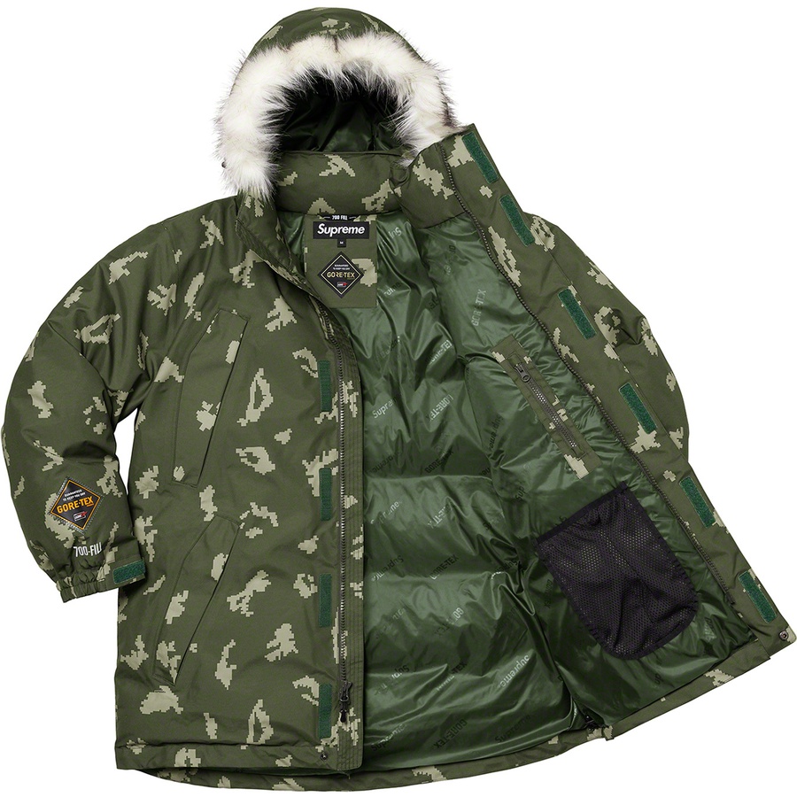Details on GORE-TEX 700-Fill Down Parka Olive Russian Camo from fall winter
                                                    2021 (Price is $568)