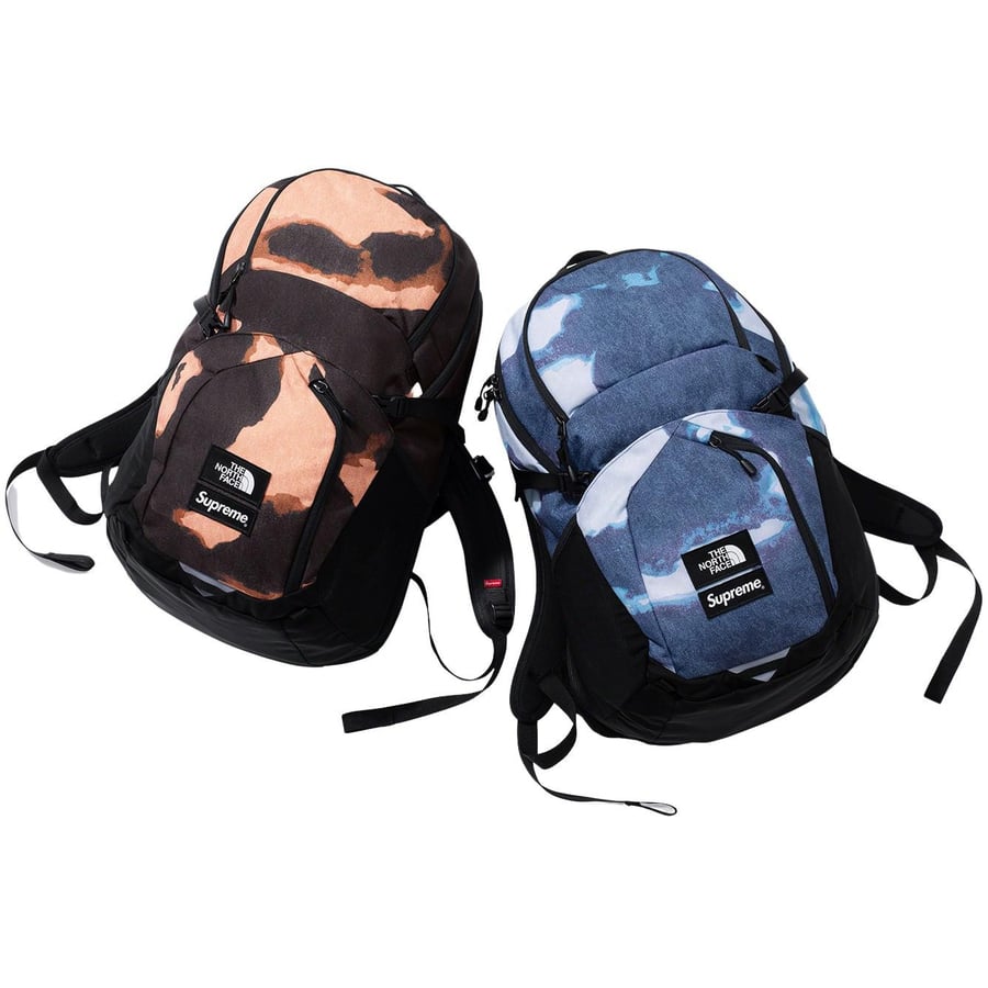 Supreme Supreme The North Face Bleached Denim Print Pocono Backpack released during fall winter 21 season