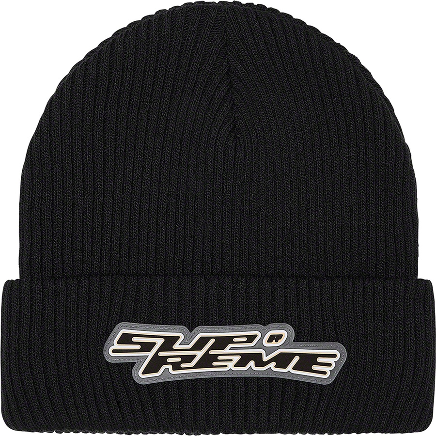 Details on Raised Logo Patch Beanie Black from fall winter
                                                    2021 (Price is $38)