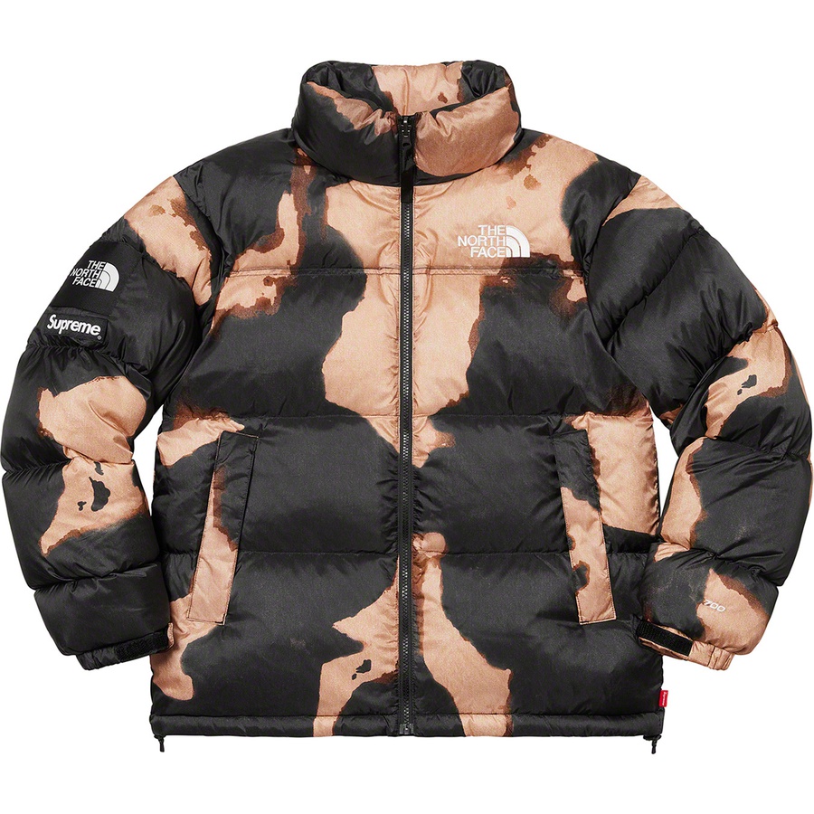 Details on Supreme The North Face Bleached Denim Print Nuptse Jacket Black from fall winter
                                                    2021 (Price is $398)