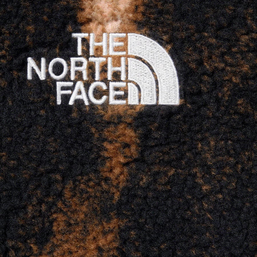 Details on Supreme The North Face Bleached Denim Print Fleece Jacket Black from fall winter
                                                    2021 (Price is $298)