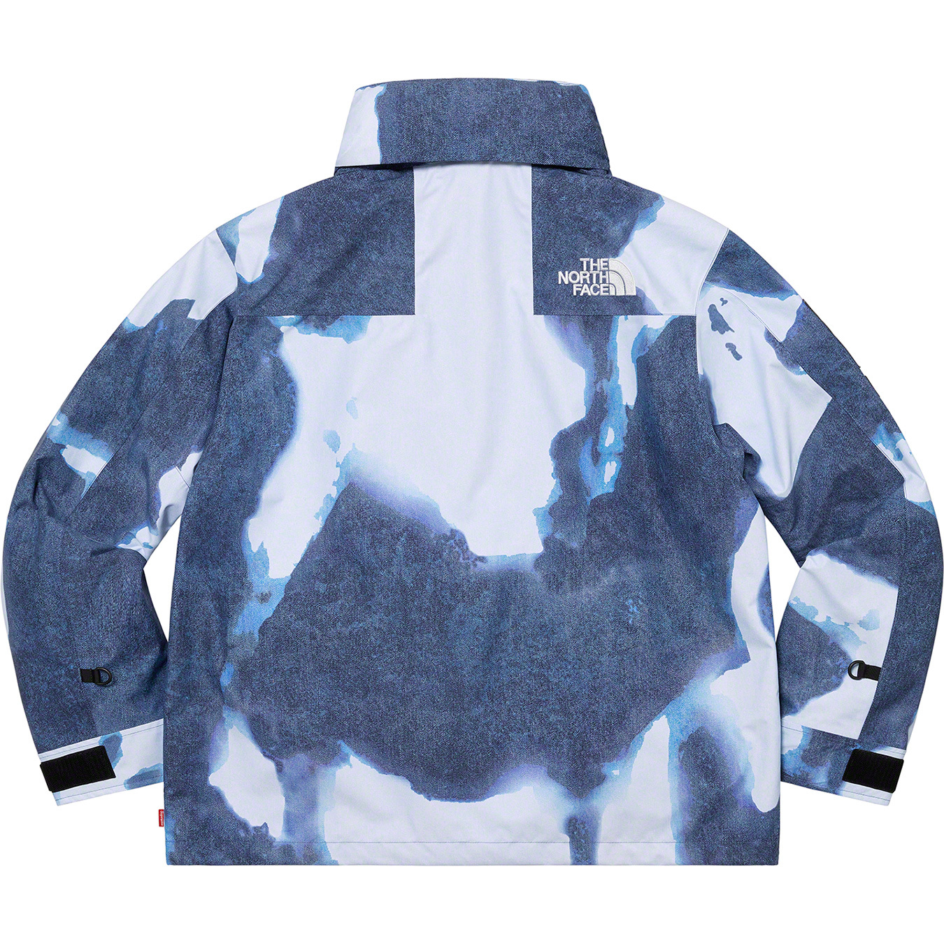 Supreme®/The North Face® Bleached Denim Print Mountain Jacket with stiker