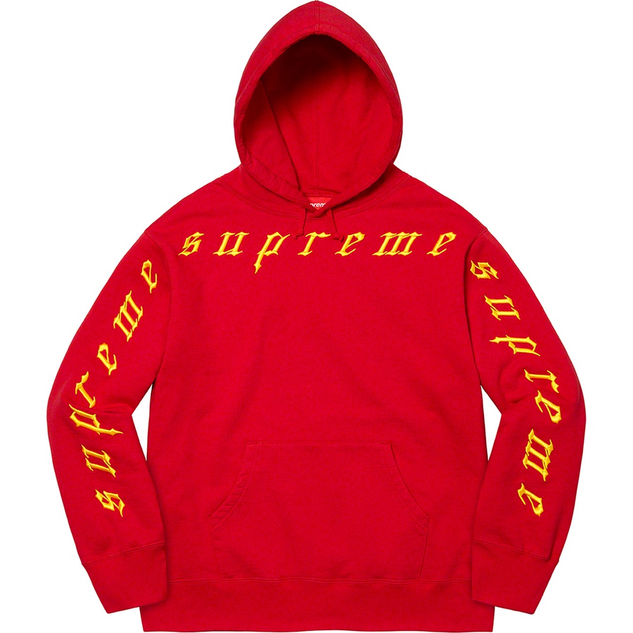 Details on Raised Embroidery Hooded Sweatshirt Red from fall winter
                                                    2021 (Price is $158)