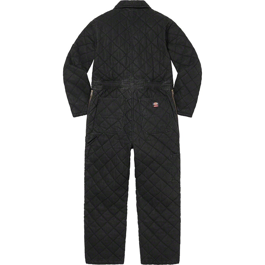 Details on Supreme Dickies Quilted Coverall Black from fall winter
                                                    2021 (Price is $228)