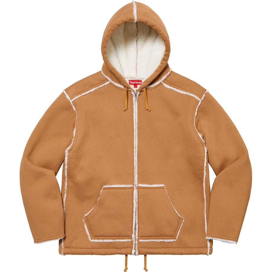 Details on Faux Shearling Hooded Jacket Tan from fall winter
                                                    2021 (Price is $228)