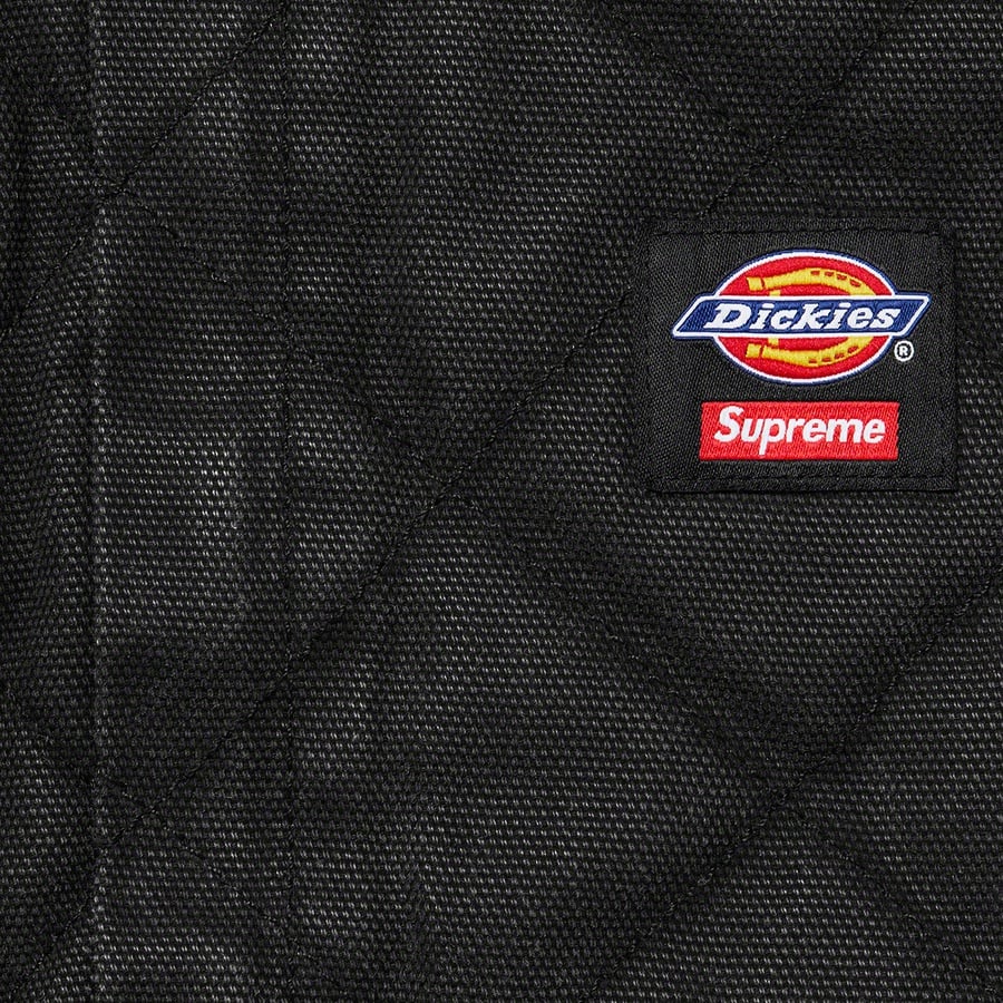 Details on Supreme Dickies Quilted Coverall Black from fall winter
                                                    2021 (Price is $228)