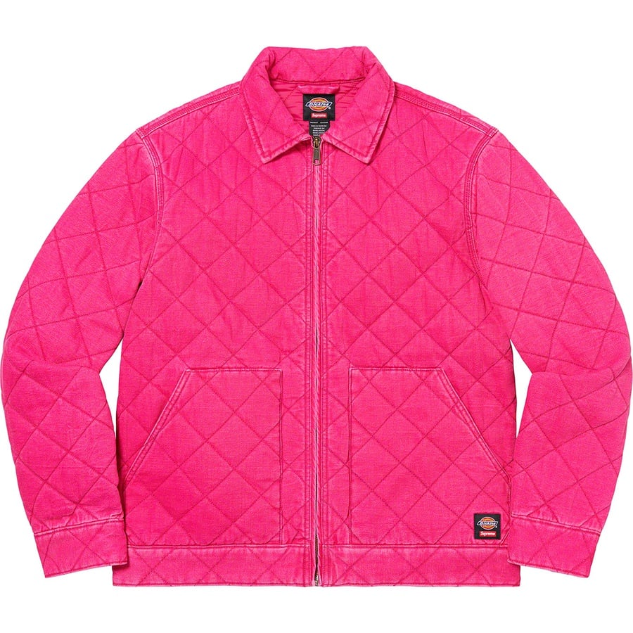 Details on Supreme Dickies Quilted Work Jacket Pink from fall winter
                                                    2021 (Price is $168)