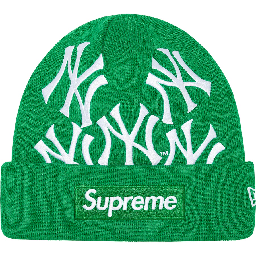 Details on Supreme New York Yankees™ New Era Box Logo Beanie Green from fall winter
                                                    2021 (Price is $68)