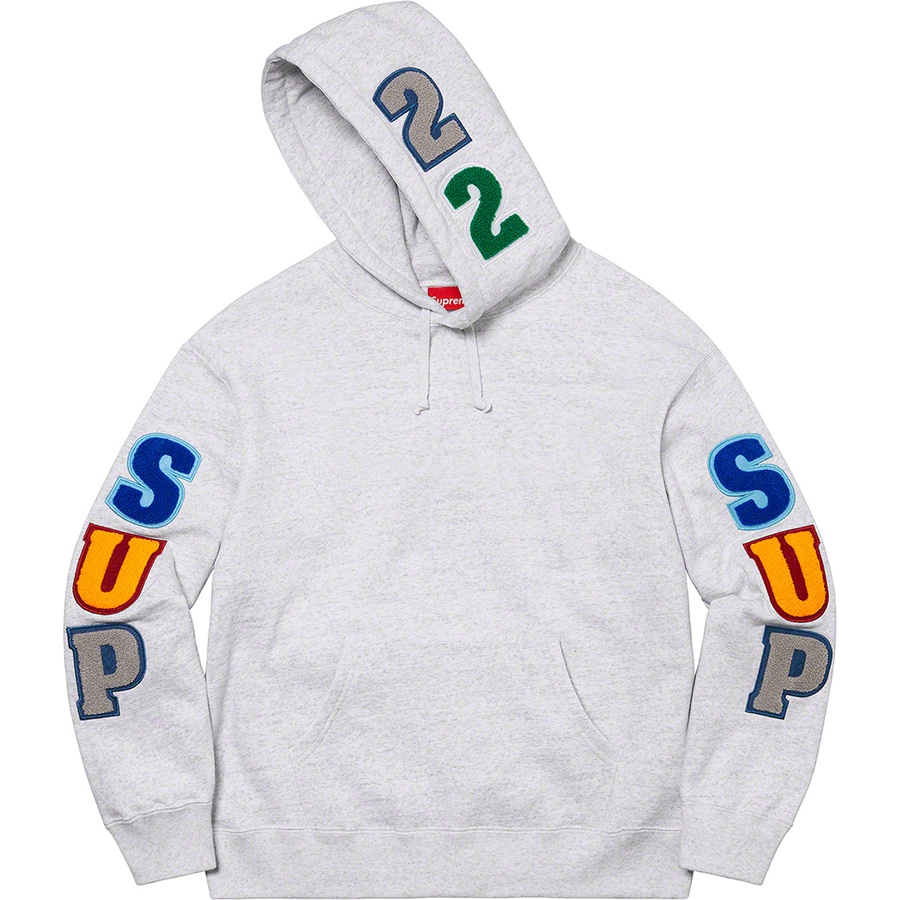 Details on Supreme Team Chenille Hooded Sweatshirt Ash Grey from spring summer
                                                    2022 (Price is $178)