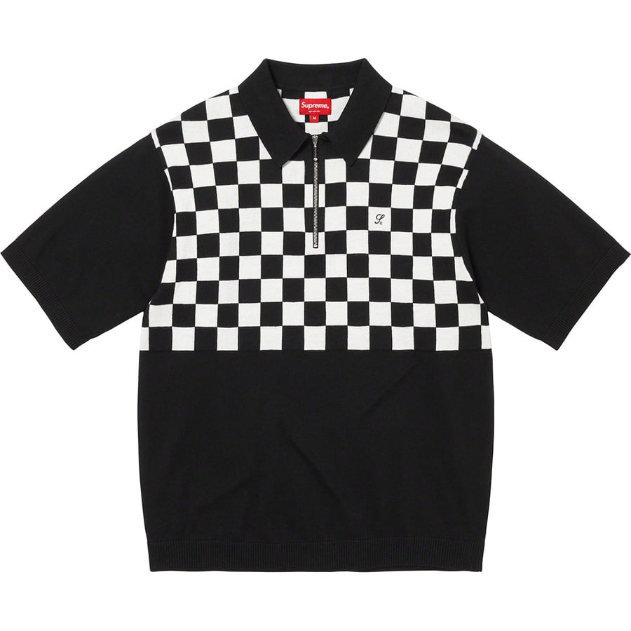 Details on Checkerboard Zip Polo Black from spring summer
                                                    2022 (Price is $118)