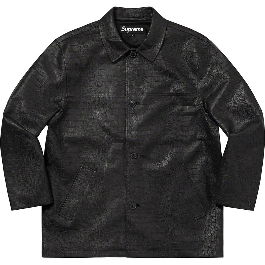 Details on Faux Croc Car Coat Black from spring summer
                                                    2022 (Price is $288)