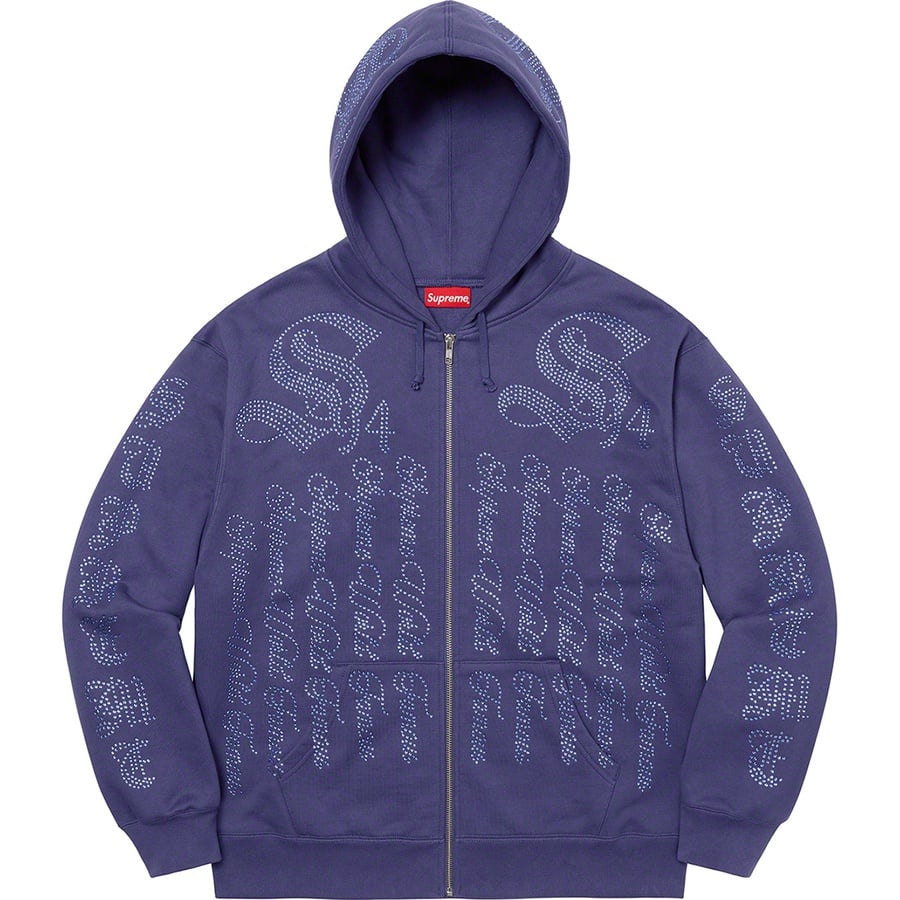 Details on Rhinestone Zip Up Hooded Sweatshirt Washed Navy from spring summer
                                                    2022 (Price is $178)