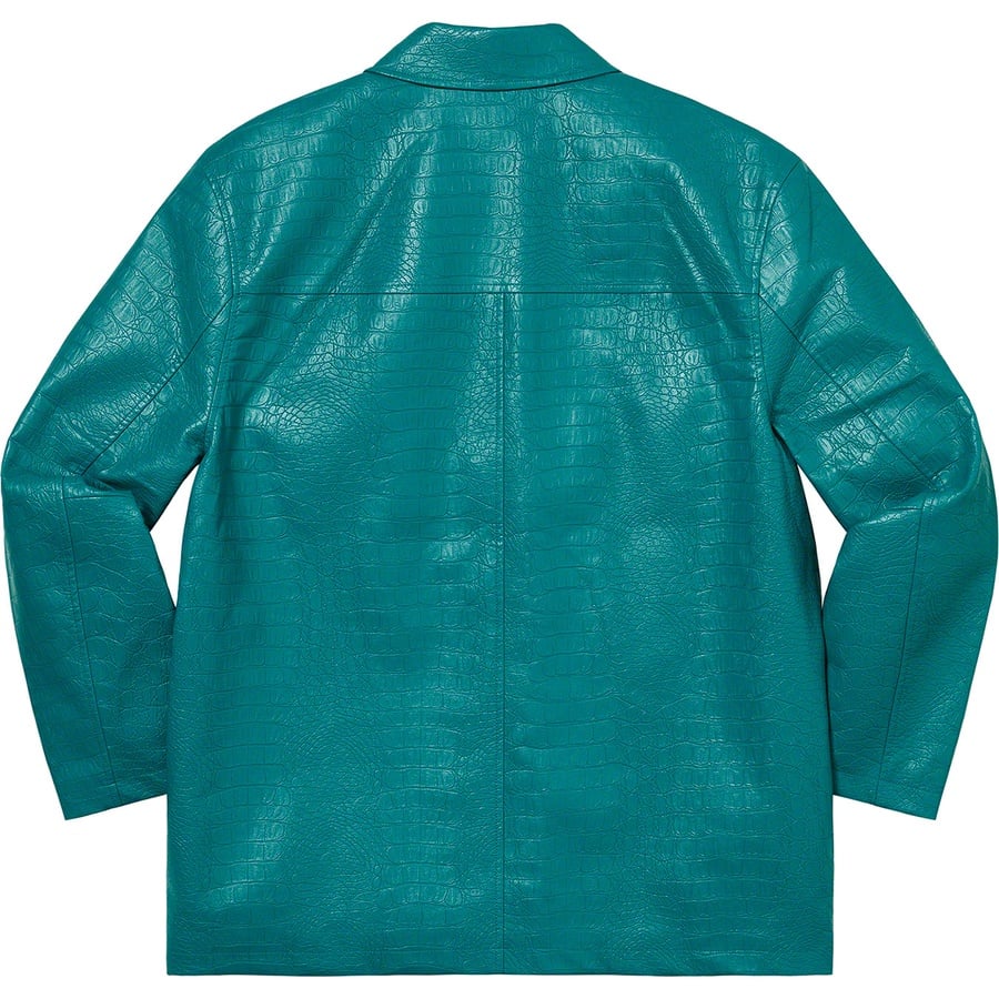 Details on Faux Croc Car Coat Teal from spring summer
                                                    2022 (Price is $288)