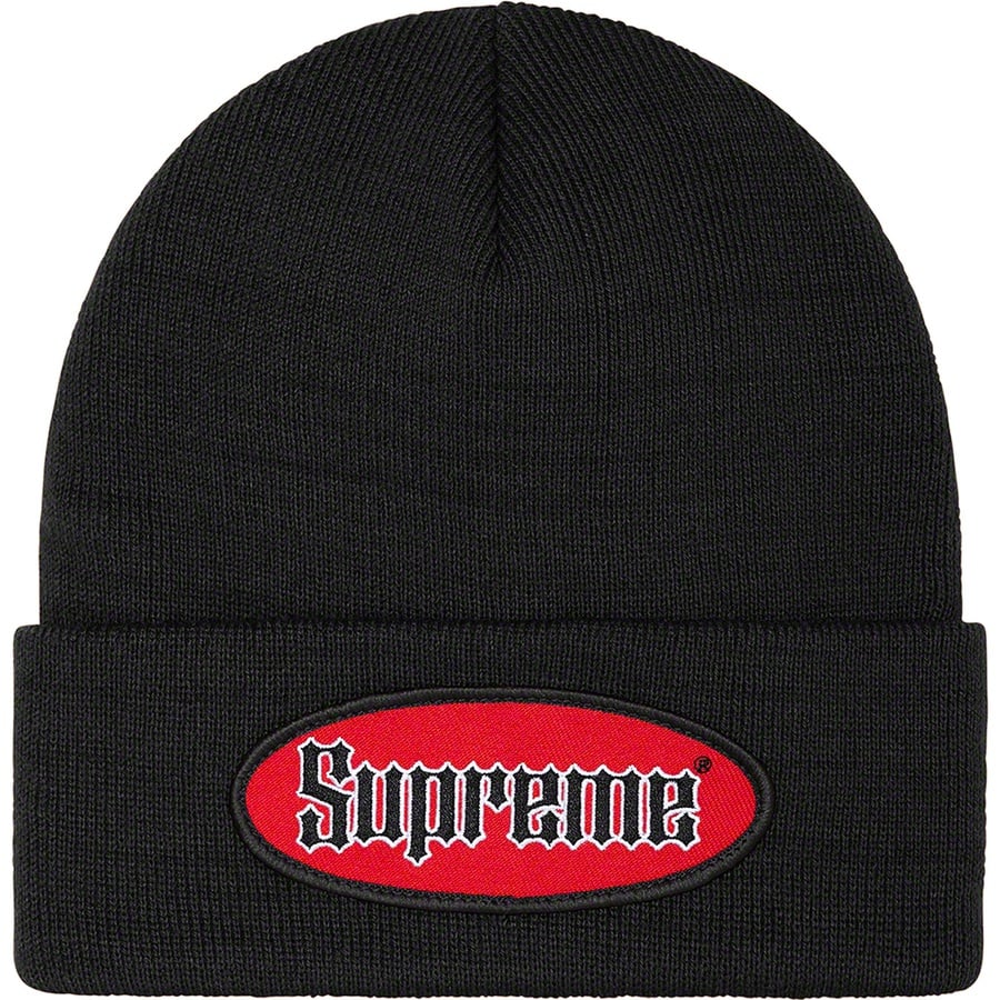 Details on Oval Patch Beanie Black from spring summer
                                                    2022 (Price is $38)