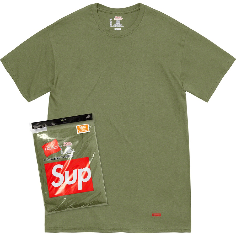 Details on Supreme Hanes Tagless Tees (2 Pack) Olive from spring summer
                                                    2022 (Price is $30)
