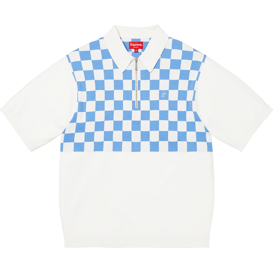 Details on Checkerboard Zip Polo White from spring summer
                                                    2022 (Price is $118)