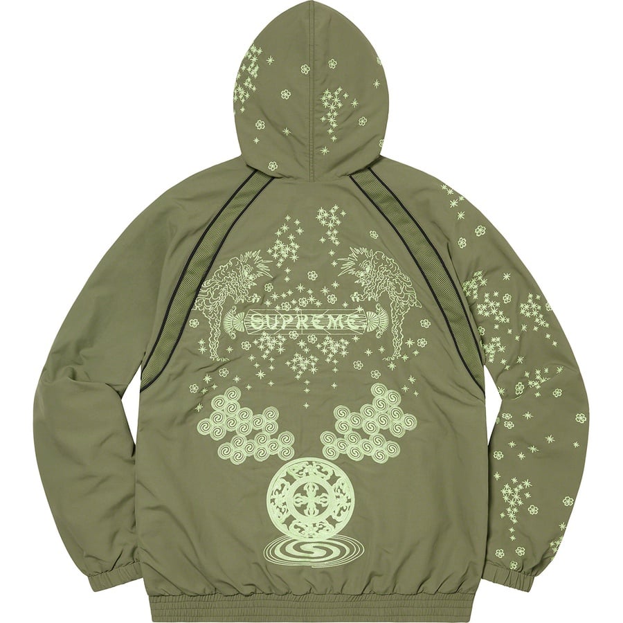 Details on AOI Glow-in-the-Dark Track Jacket Olive from spring summer
                                                    2022 (Price is $188)