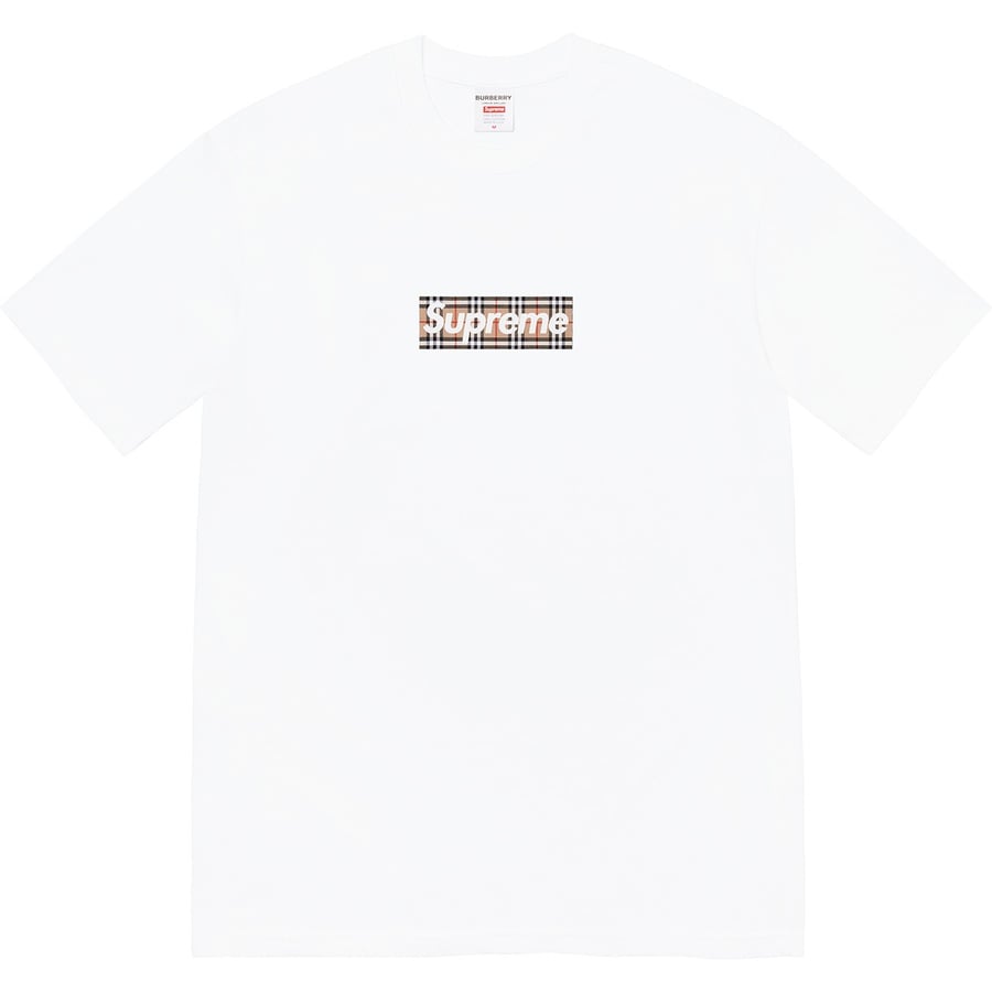 Details on Supreme Burberry Box Logo Tee White from spring summer
                                                    2022 (Price is $54)