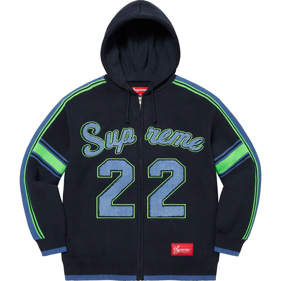 Details on Sport Zip Up Hooded Sweater Navy from spring summer
                                                    2022 (Price is $198)