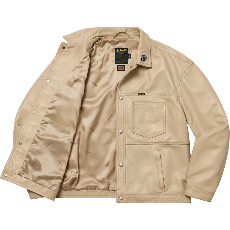 Details on Supreme Schott Leather Work Jacket Tan from spring summer
                                                    2022 (Price is $698)