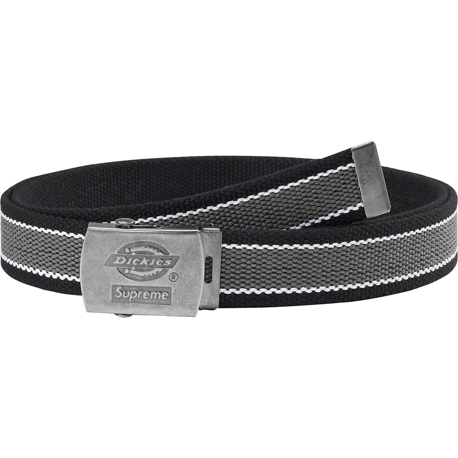 Details on Supreme Dickies Stripe Webbing Belt Black from spring summer
                                                    2022 (Price is $28)