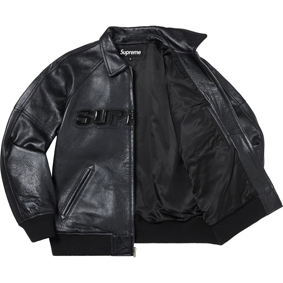 Details on Silver Surfer Leather Varsity Jacket Black from spring summer
                                                    2022 (Price is $798)