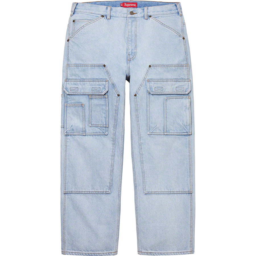 Details on Double Knee Denim Utility Pant Washed Blue from spring summer
                                                    2022 (Price is $168)