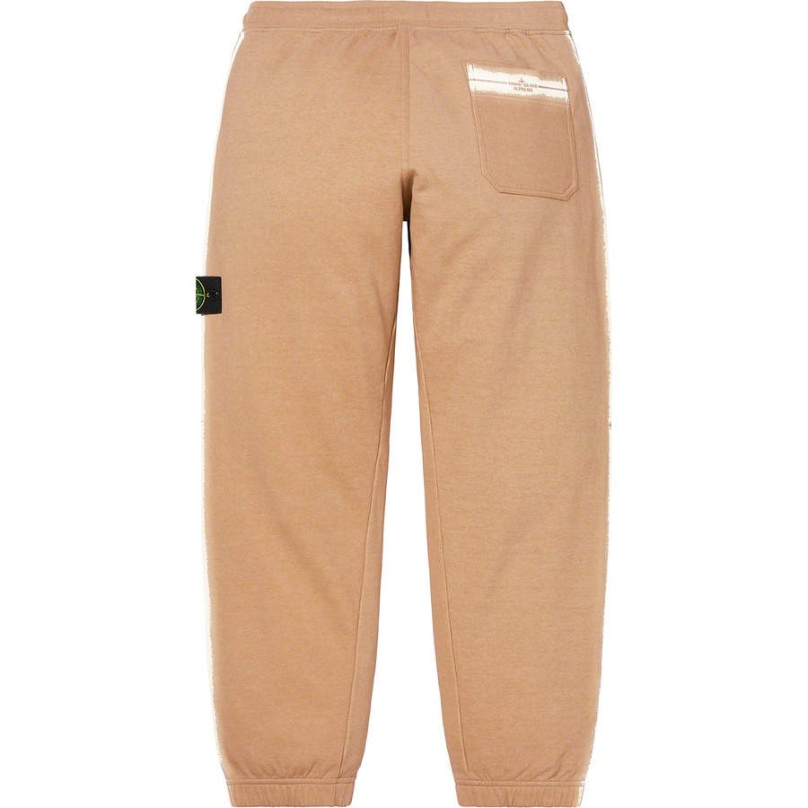 Details on Supreme Stone Island Stripe Sweatpant Tan from spring summer
                                                    2022 (Price is $298)