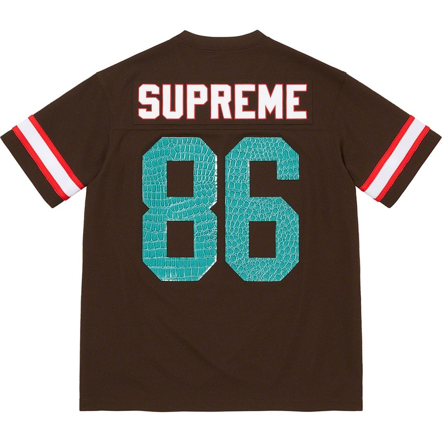 Details on Faux Croc Football Jersey Brown from spring summer
                                                    2022 (Price is $118)