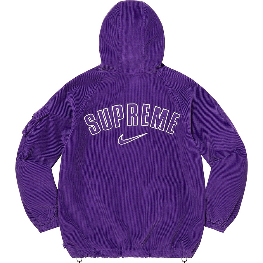 Details on Supreme Nike Arc Corduroy Hooded Jacket Purple from spring summer
                                                    2022 (Price is $198)