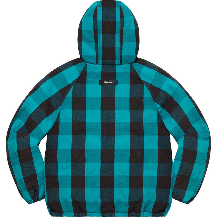 Details on Cotton Hooded Jacket Teal Plaid from spring summer
                                                    2022 (Price is $188)