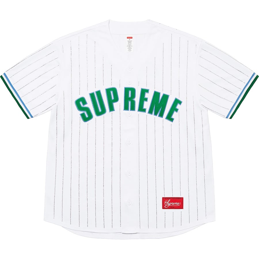 Details on Rhinestone Stripe Baseball Jersey White from spring summer
                                                    2022 (Price is $148)