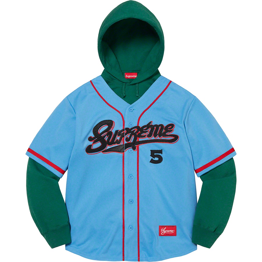 Details on Baseball Jersey Hooded Sweatshirt Light Blue from spring summer
                                                    2022 (Price is $188)