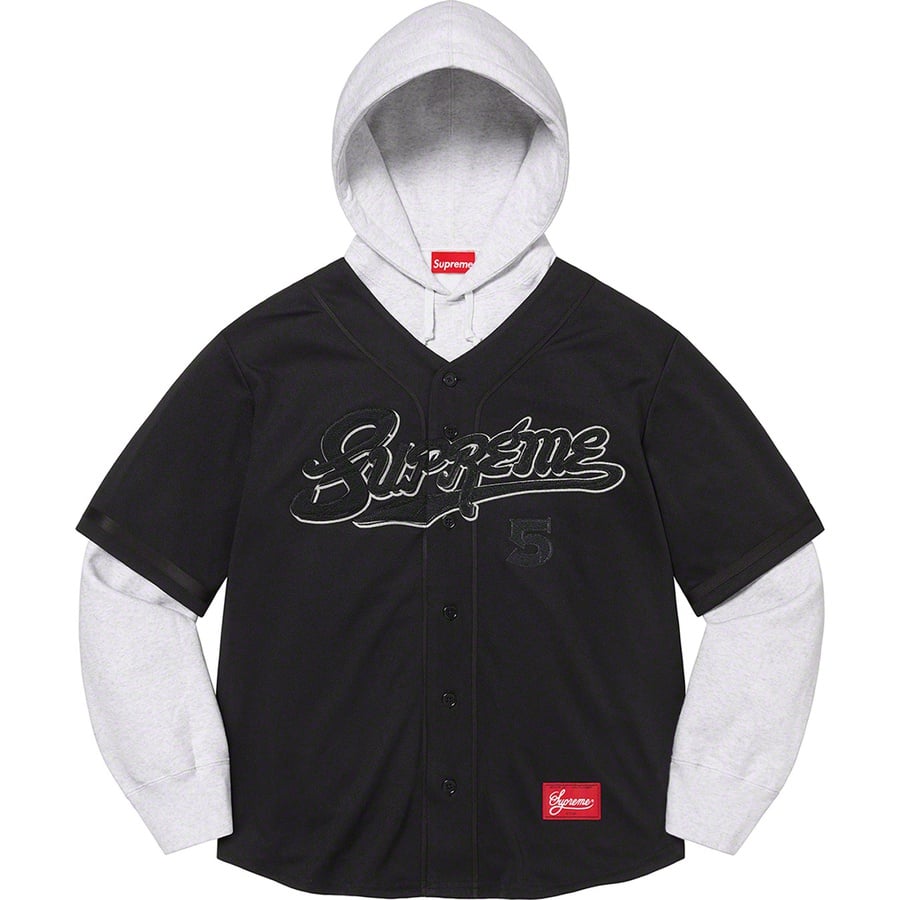 Details on Baseball Jersey Hooded Sweatshirt Black from spring summer
                                                    2022 (Price is $188)