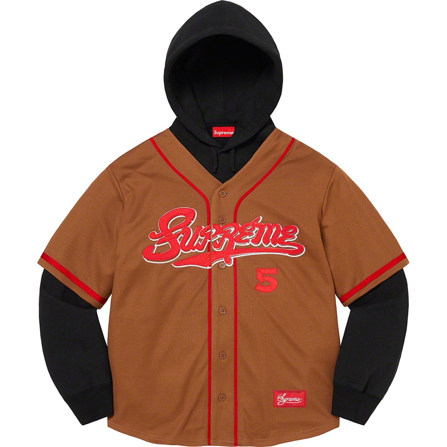 Details on Baseball Jersey Hooded Sweatshirt Brown from spring summer
                                                    2022 (Price is $188)