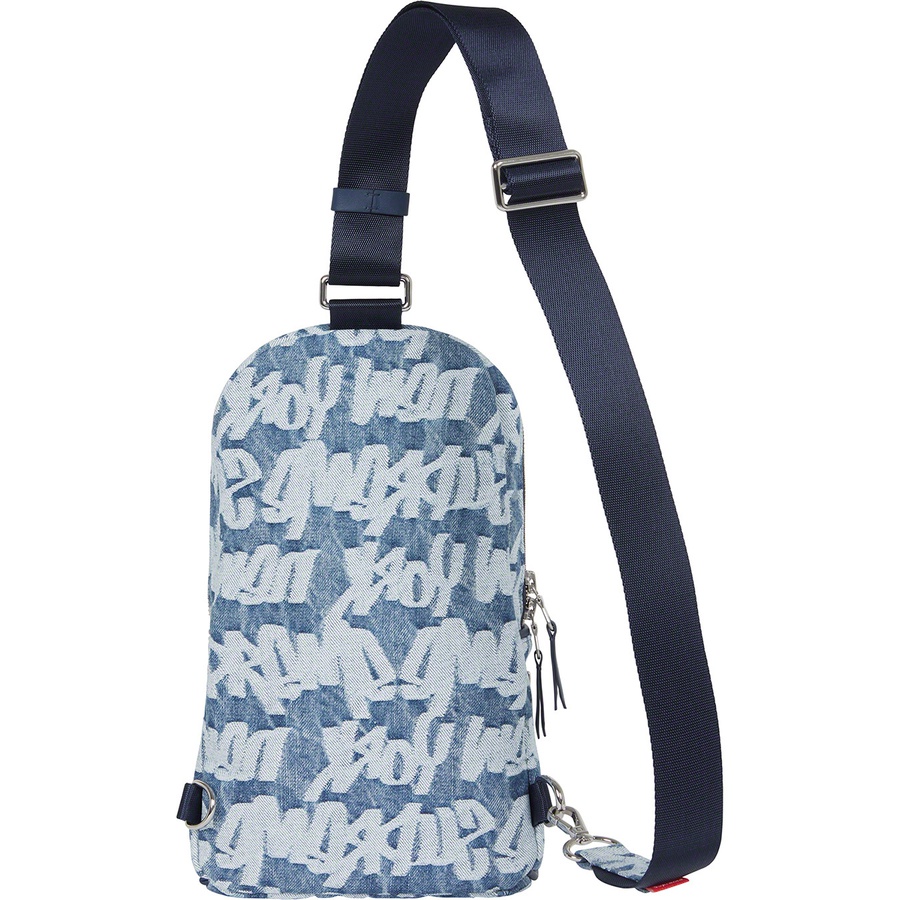 Details on Fat Tip Jacquard Denim Sling Bag Blue from spring summer
                                                    2022 (Price is $118)