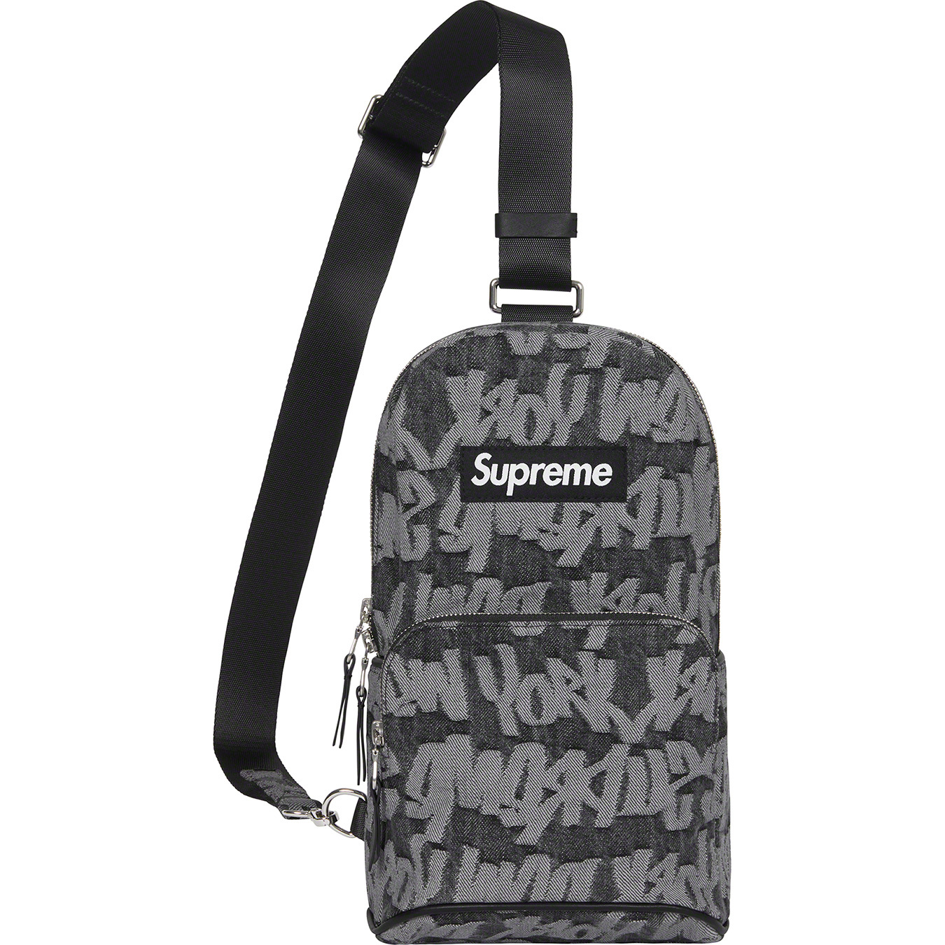 Used 1x SS22 Supreme Fat Tip Jacquard Denim Sling bag Olive shoulder bum bag
