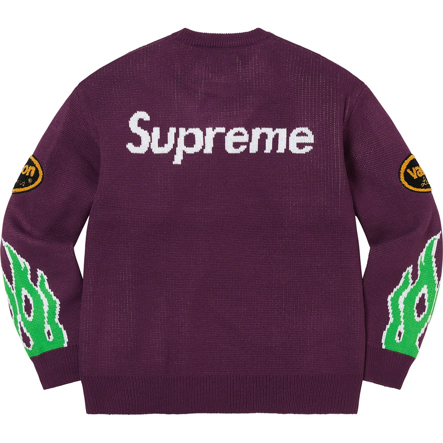 Details on Supreme Vanson Leathers Sweater Purple from spring summer
                                                    2022 (Price is $198)