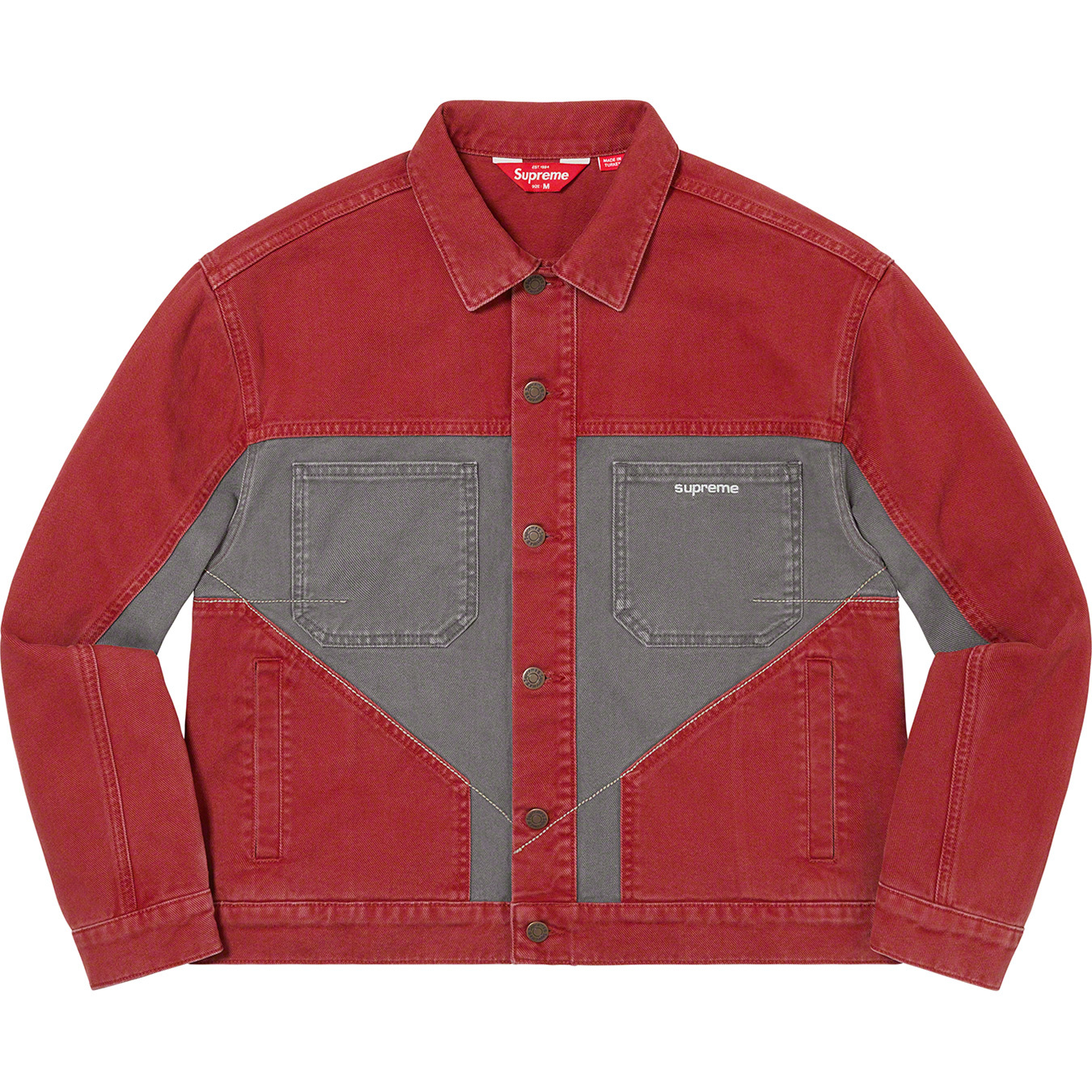 Supreme 2-Tone Paneled Denim Jacket Red