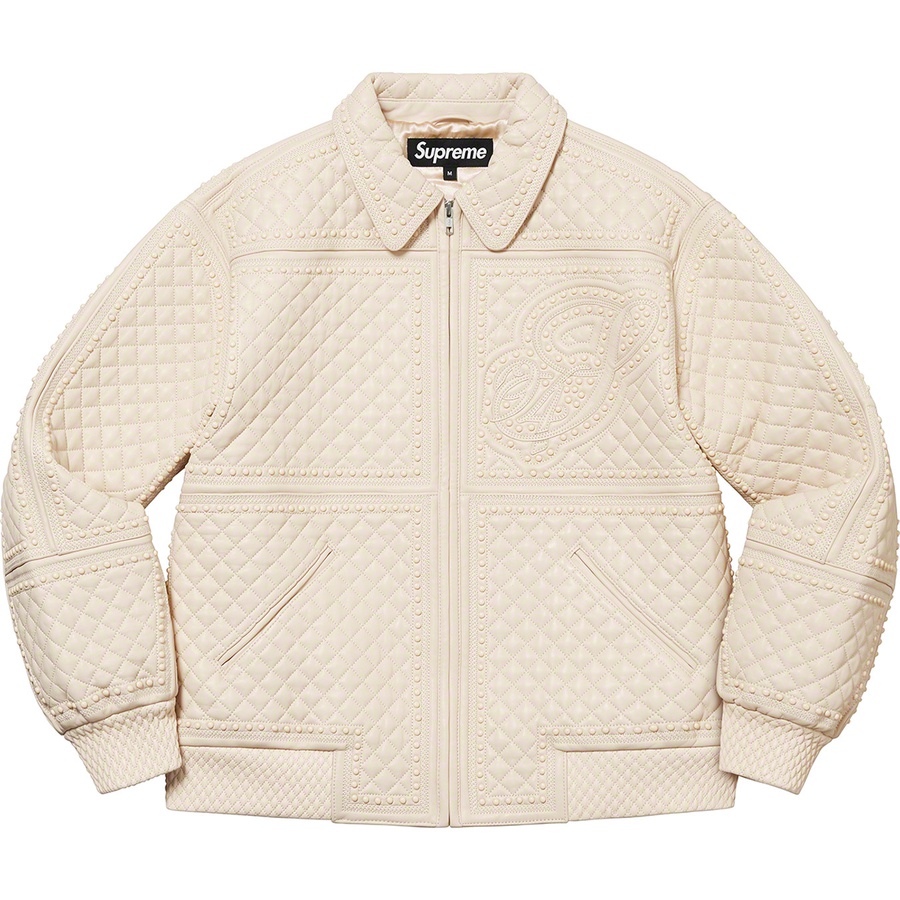Details on Studded Quilted Leather Jacket White from fall winter
                                                    2022 (Price is $1198)