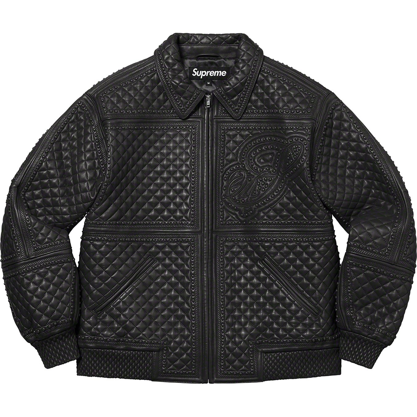 Supreme Studded Quilted Leather Jacket Red