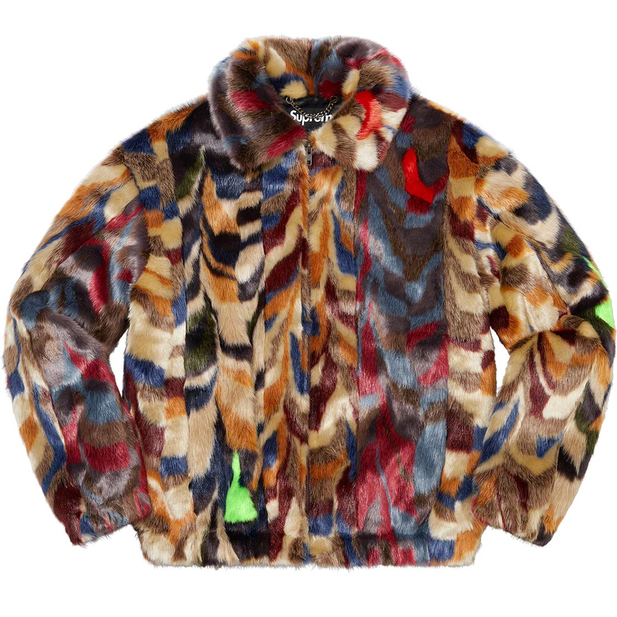 Details on Multicolor Faux Fur Bomber Jacket Multicolor from fall winter
                                                    2022 (Price is $498)