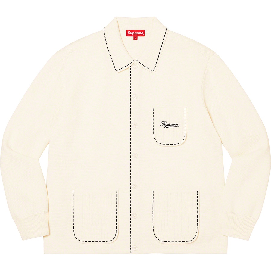 Details on Contrast Stitch Button Up Sweater Natural from fall winter
                                                    2022 (Price is $168)