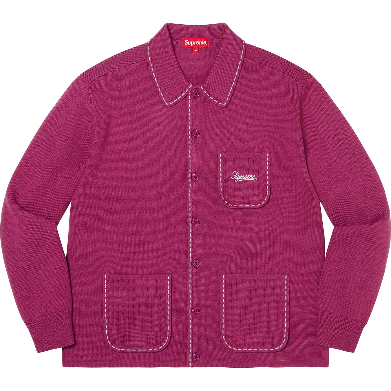 SupremeContrast Stitch Button Up Sweaterボックスロゴ