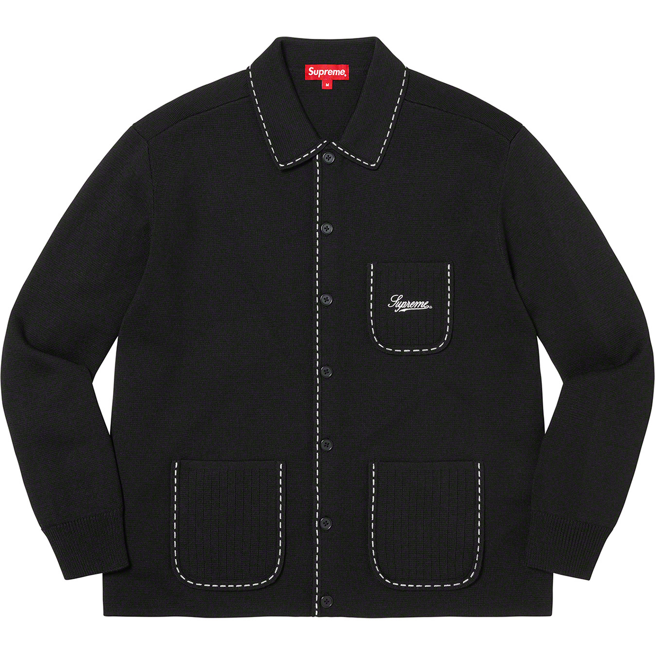 カラーブラックSupremeContrast Stitch Button Up Sweater