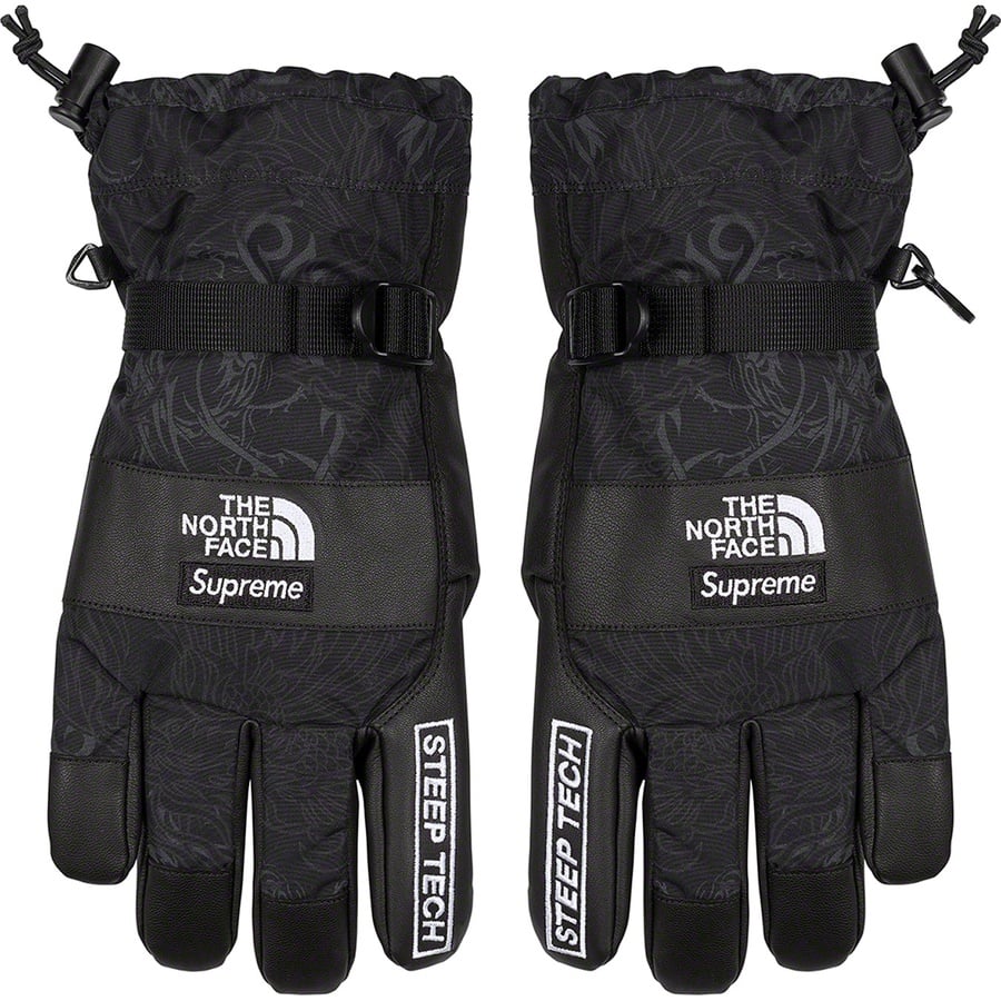 Details on Supreme The North Face Steep Tech Gloves Black Dragon from fall winter
                                                    2022 (Price is $110)