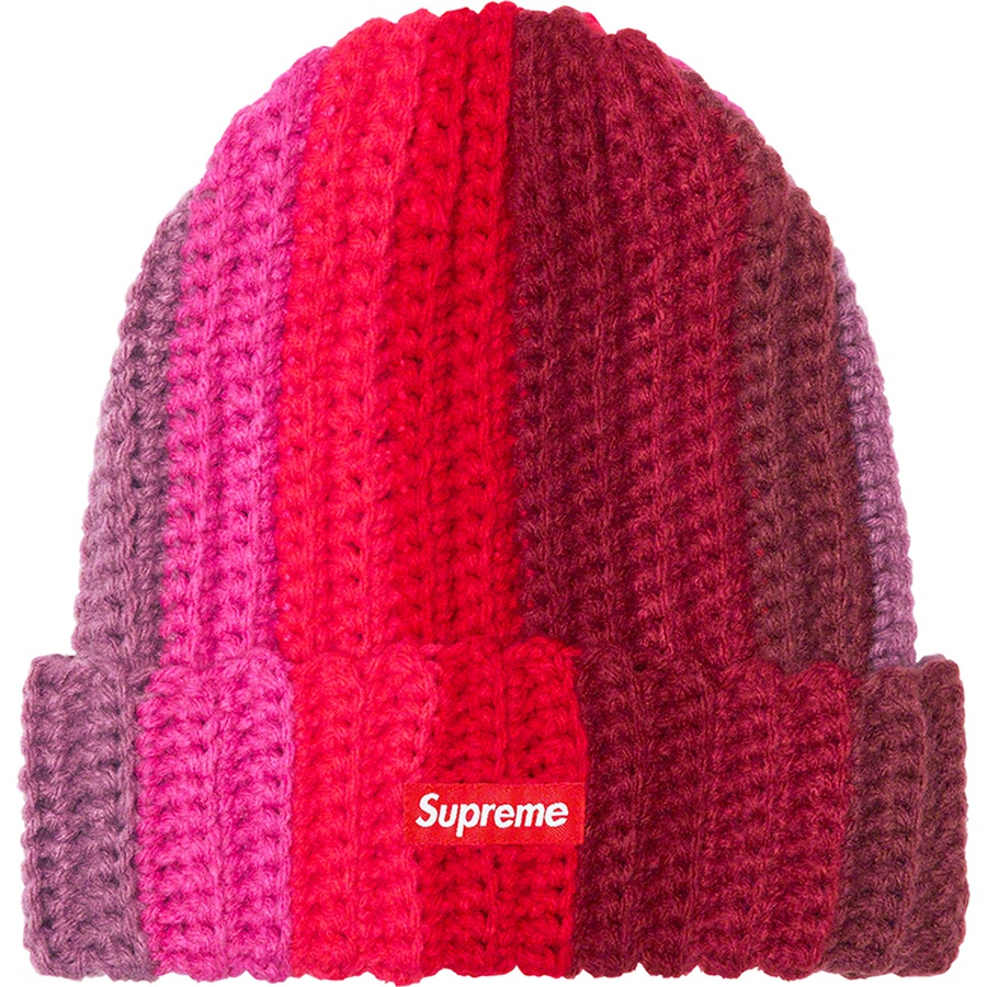Details on Gradient Crochet Beanie Red from fall winter
                                                    2022 (Price is $44)