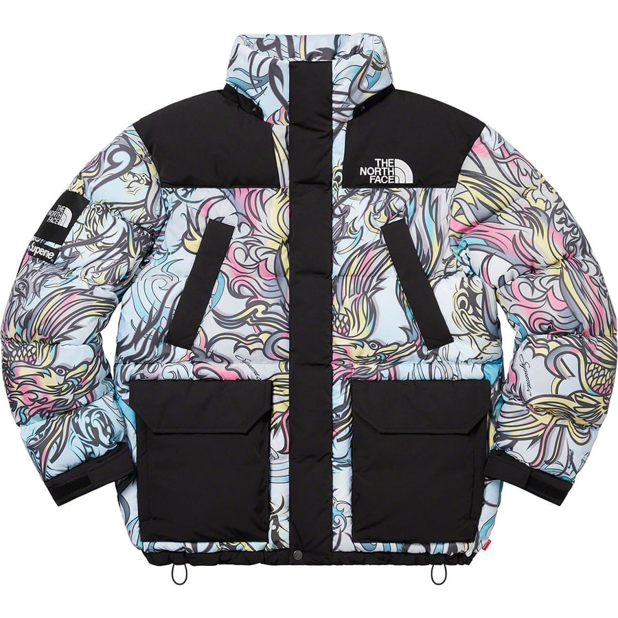 Details on Supreme The North Face 700-Fill Down Parka Multicolor Dragon from fall winter
                                                    2022 (Price is $598)